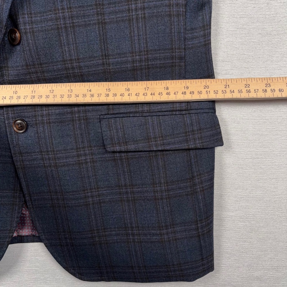Johnston & Murphy Blazer Mens M Blue Plaid Wool 2-Button Sport Coat - Picture 12 of 16